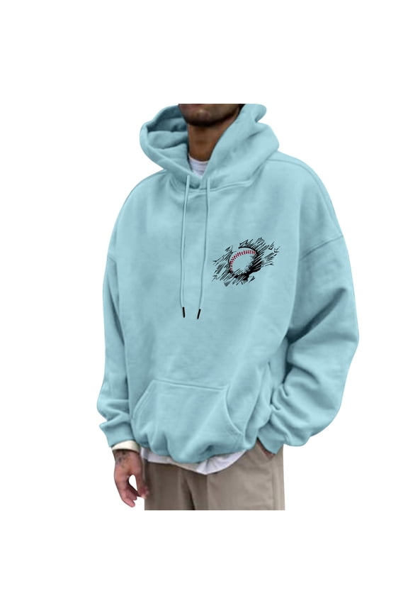 Men's Oversize Sweatshirts Round Neck Printed Drawstring Pullover Work Jacket Long Sleeved Solid Color Preppy Hoodies