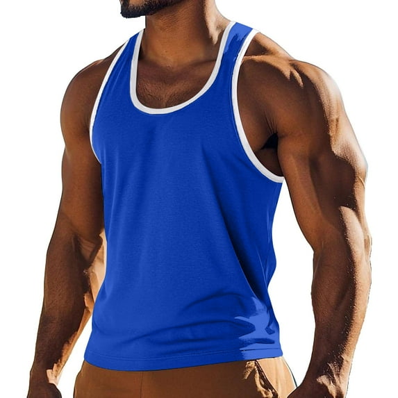 Cmfcve Men's Oversize Tank Top High Elastic Sleeveless Muscle Tank Top Crew Neck Breathable Under Vest