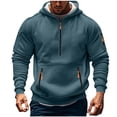 thumbnail image 1 of Cmfcve Men's Oversized Sweatshirt Half-Zip Long Sleeve Work Hoodies Solid Color Pullover Outdoor Hooded Jacket Top with Pockets, 1 of 5