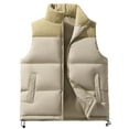 thumbnail image 1 of Cmfcve Men's Padded Vest Loose Fit Sleeveless Stand Collar Cardigan Jacket Big &Tall Zipper Solid Color Coat with Pockets, 1 of 6