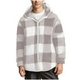 thumbnail image 1 of Cmfcve Men's Plaid Hooded Jacket Double Fleece Zip Up Hoodies Coat Men Big & Tall Long Sleeve Outdoor Cardigan, 1 of 5
