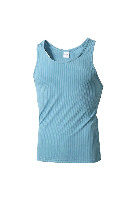 Men's Plus Size Ribbed Knit Tank Top Slim Fit Y-Back Workout Vest Bodybuilding Sleeveless T-Shirts