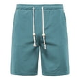 thumbnail image 1 of Cmfcve Men's Plus Size Shorts Drawstring Straight Half Shorts Pockets Elastic Waist Cotton Linen Pants, 1 of 4