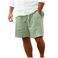 thumbnail image 1 of Cmfcve Men's Plus Size Shorts Pockets Elastic Waist Cotton Linen Pants Drawstring Straight Beach Shorts, 1 of 6