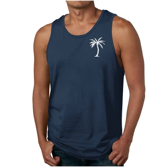 Cmfcve Men's Plus Size Tank Top Summer Hawaiian Vacation Tank Top Printed Round Neck Sleeveless Tees