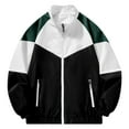 thumbnail image 1 of Cmfcve Men's Preppy Jacket Color Blocked Patchwork Streetwear Coat Oversized Long Sleeve Outdoor Active Sweatshirt, 1 of 3
