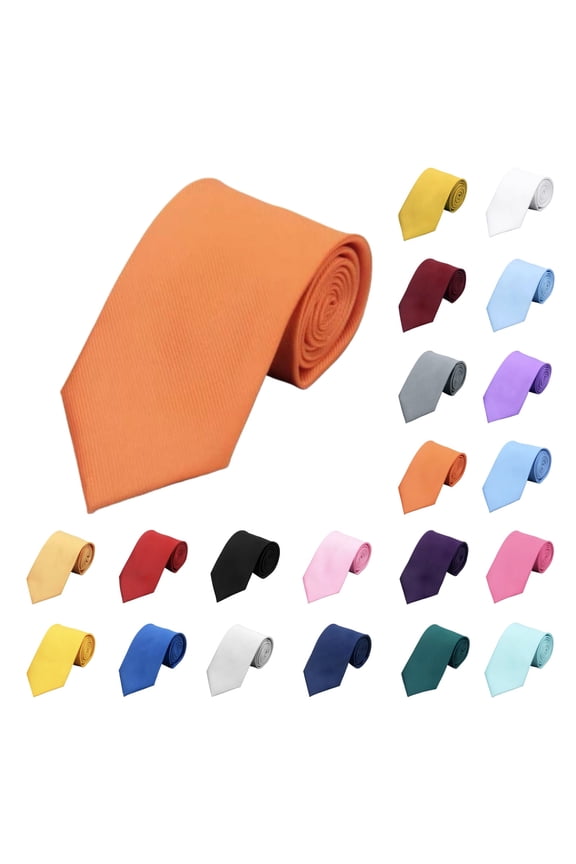 Orange Dress Ties for Men Lazy Twill Tee Shirt Tie Polyester Adjustable Business Necktie