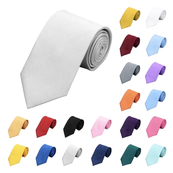Cmfcve White Neckties for Men Classic Dress T-Shirt Tie Soild Clorl Adjustable Business Shirt Tie