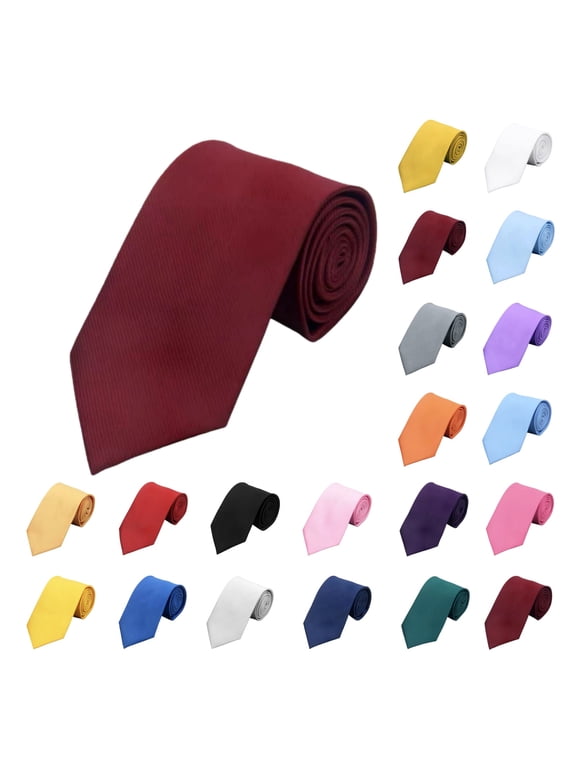 Red Neckties for Men Classic Dress T-Shirt Tie Soild Clorl Adjustable Business Shirt Tie