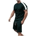 thumbnail image 1 of Cmfcve Men's Summer Oversize Short Sets Round Neck Printing Shirt Set Drawstring Short Sleeve Gym Sets with Pocket, 1 of 7