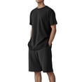 thumbnail image 1 of Cmfcve Men's Summer Short Set Outfits Round Neck Fitness Set Breathable Lightweight Shirt Set with Pocket, 1 of 9