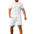thumbnail image 1 of Cmfcve Men's Summer Short Sets Lapel Breathable Top Sets Drawstring Short Sleeve Gym Sets with Pocket, 1 of 9