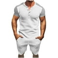 thumbnail image 1 of Cmfcve Men's Summer Short Sets Versatile Breathable Athletic Set Round Neck Short Sleeve Suit Set, 1 of 5