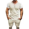thumbnail image 1 of Cmfcve Men's Summer Short Sets Versatile Breathable Athletic Set Round Neck Short Sleeve Suit Set, 1 of 5