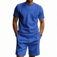 thumbnail image 1 of Cmfcve Men's Summer Short Sets Waffle Breathable Top Sets Round Neck Short Sleeve Gym Sets with Pocket, 1 of 9