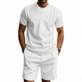 thumbnail image 1 of Cmfcve Men's Summer Short Sets Waffle Breathable Top Sets Round Neck Short Sleeve Gym Sets with Pocket, 1 of 9