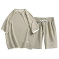 thumbnail image 1 of Cmfcve Men's Summer Short Sets Waffle Oversize T-shirt Shorts Set Round Neck Breathable Sports Sets, 1 of 4