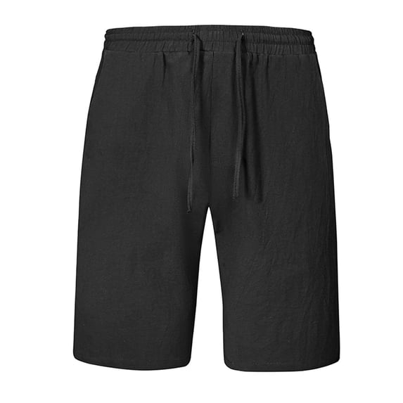 Cmfcve Men's Summer Shorts Pockets Elastic Waist Cotton Linen Shorts Drawstring Straight Sports Pants
