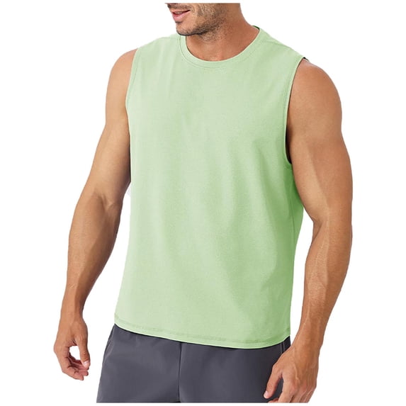 Cmfcve Men's Summer Tank Top Elastic Breathable Muscle Tank Top Crew Neck Sleeveless Under Vest
