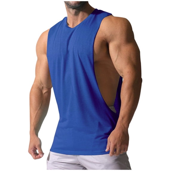 Cmfcve Men's Summer Tank Top Elastic Breathable Training Waistcoat Round Neck Sleeveless Outdoor Vest