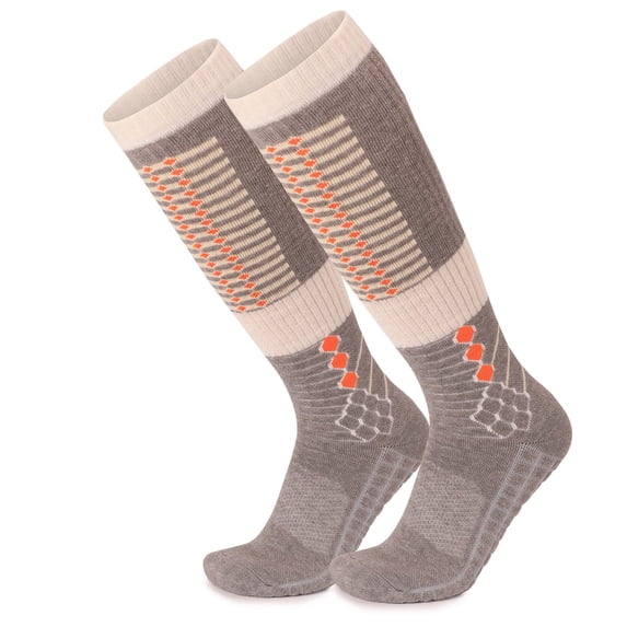 Cmfcve Men's Wool Thermal Ski Socks Over-The-Calf Full Cushion Winter Snowboard Socks Sthick Hiking Socks