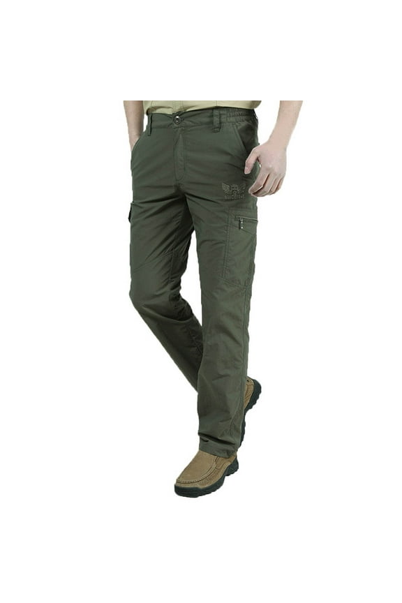 Men's Workwear Pants Outdoor Multi Pocket Straight Hiking Pants Rugged Travel Utility Sweatpants