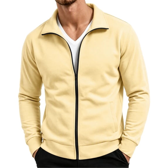 Cmfcve Men's Zip up Jacket Stand Collar Track Sweatshirt Casual Long Sleeve Athletic Jackets