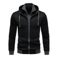 thumbnail image 1 of Cmfcve Men's Zipper Jacket Solid Color Drawstring Running Fitness Coat Long Sleeve Hooded Casual Outerwear Sweatshirt, 1 of 8