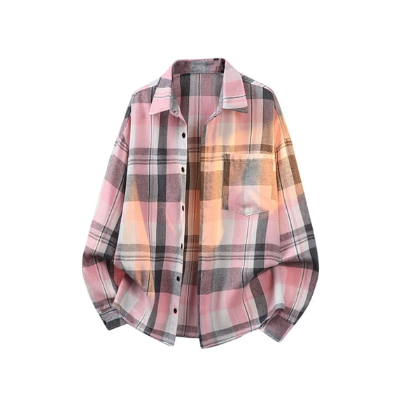 Cmfcve Men's and Big Men's Long Sleeve Plaid Shirts Fashion Casual Loose Fit Button Down Shirts
