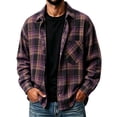 thumbnail image 1 of Cmfcve Men's and Big Men's Plaid Long Sleeve Button up Shirt Loose Fit Casual Fall Turn‑Down Collar Shirts with Chest Pocket, 1 of 5