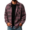thumbnail image 1 of Cmfcve Men's and Big Men's Plaid Long Sleeve Button up Shirt Loose Fit Casual Fall Turn‑Down Collar Shirts with Chest Pocket, 1 of 7