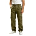 thumbnail image 1 of Cmfcve Mens Cargo Pants Button Zipper Fly Straight Leg Pants Casual Outdoor Hiking Work Trousers, 1 of 8
