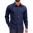 thumbnail image 1 of Cmfcve Mens Cuban Guayabera Shirt Long Sleeve Casual Dress Linen Button Down Shirts Fashion Loose Fit Shirt Jackets, 1 of 9