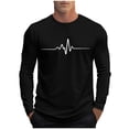 thumbnail image 1 of Cmfcve Mens Fall Layering Tops Plus Size Crew Neck Long Sleeve Tee Shirts Heartbeat Print Fall Oversized Casual Pullover, 1 of 5