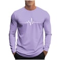 thumbnail image 1 of Cmfcve Mens Fall Layering Tops Plus Size Crew Neck Long Sleeve Tee Shirts Heartbeat Print Fall Oversized Casual Pullover, 1 of 5