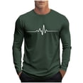 thumbnail image 1 of Cmfcve Mens Fall Layering Tops Plus Size Crew Neck Long Sleeve Tee Shirts Heartbeat Print Fall Oversized Casual Pullover, 1 of 5