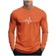 thumbnail image 1 of Cmfcve Mens Fall Layering Tops Plus Size Crew Neck Long Sleeve Tee Shirts Heartbeat Print Fall Oversized Casual Pullover, 1 of 5