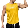 thumbnail image 1 of Cmfcve Mens Letter Patchwork Casual Summer TOP ，Round Neck Sleeveless Fitness shirts, 1 of 4