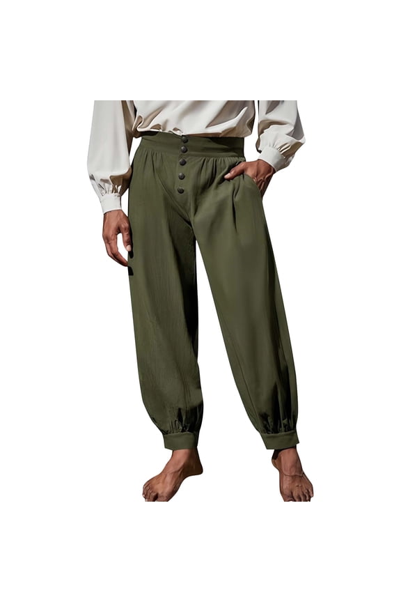 Mens Medieval Pirate Pants Renaissance Viking Knicker Cotton Gothic Costume Trousers
