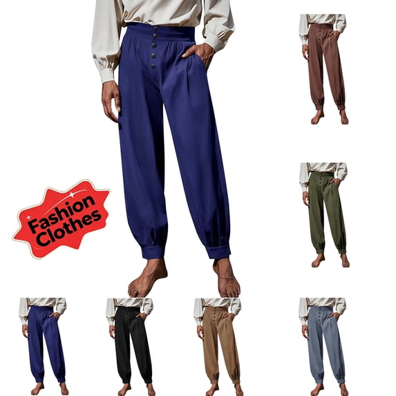 Cmfcve Mens Medieval Pirate Pants Renaissance Viking Knicker Cotton Gothic Costume Trousers