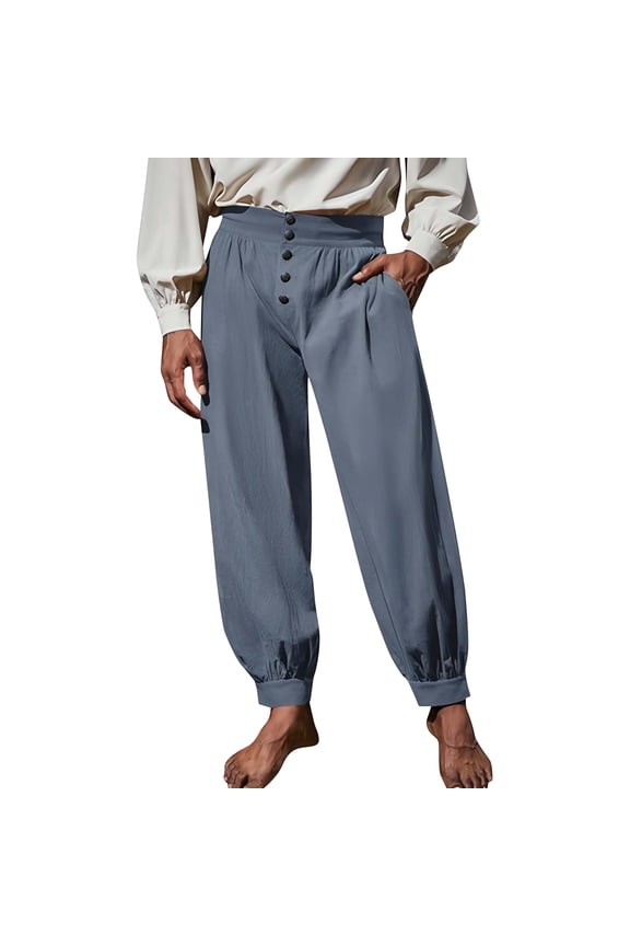 Mens Medieval Pirate Pants Renaissance Viking Knicker Cotton Gothic Costume Trousers