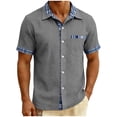 thumbnail image 1 of Cmfcve Mens Short Sleeve Button Down Shirts Casual Wrinkle Resistant Dress Shirt Plaid Collar Summer Shirts, 1 of 5