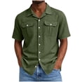 thumbnail image 1 of Cmfcve Mens Short Sleeve Shirts Classic Lapel Collared Button Down Shirts Dressy Casual Summer Tops with Chest Pockets, 1 of 8