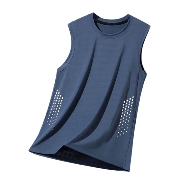 Cmfcve Mens Side Mesh Workout Tank Big & Tall Regular Fit Crewneck T Shirts Sleeveless Gym Muscle Tee with Ventilation