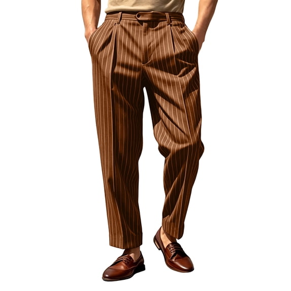 Cmfcve Mens Suit Pants Classic Striped Flat Front Dress Pants