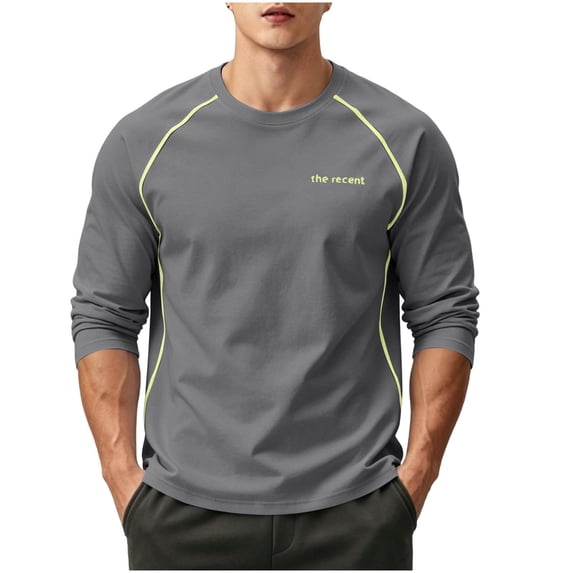 Cmfcve Oversized Shirts for Men Crew Neck Long Sleeve Pullover Athletic Tops Fall Hood-Free Layering Tops