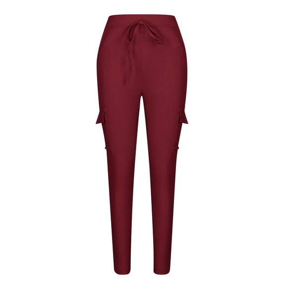 Cmfcve Pants for Women Plus Size Vintage Stretch Cargo Pants Versatile Casual Baggy Sweatpants with Pockets