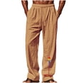 thumbnail image 1 of Cmfcve Parrot Print Linen Pants for Men Summer Casual Yoga Pants Elastic Waist Drawstring Lightweight Gauzy Trousers, 1 of 6