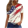 thumbnail image 1 of Cmfcve Patriotic Shirts for Women Short Sleeve Round Neck 4th of July Blouse Star Stripes Printed Summer Beach Pullover T-Shirt Plus Size, 1 of 4