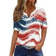 thumbnail image 1 of Cmfcve Patriotic Shirts for Women Short Sleeve V-neck Independence Day Blouse Star-Spangled Button Summer Bohemian Tunics, 1 of 5